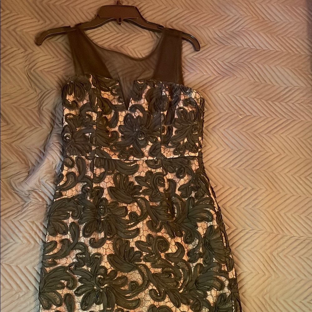 Elegant Black and Cream Lace Dress